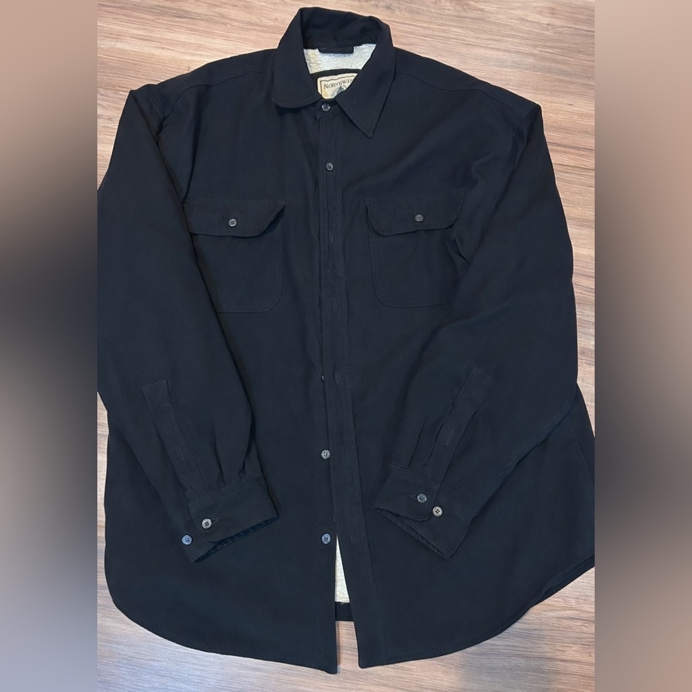 Northwest Territory Black Sherpa Lined Shirt Jacket Mens M